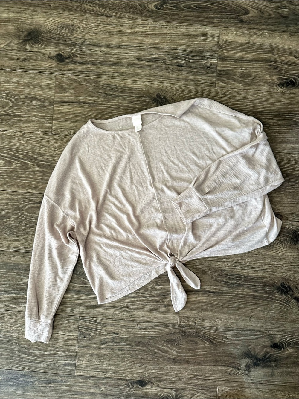 H&M Light Beige Tie-Front Lightweight Top